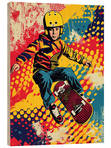 Wood print Flying Skater Boy