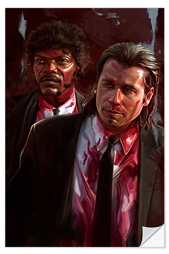 Selvklebende plakat Pulp Fiction - Bloody Vincent Vega and Jules Winnfield