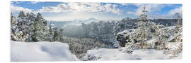 Foam board print Elbe Sandstone Mountains in winter