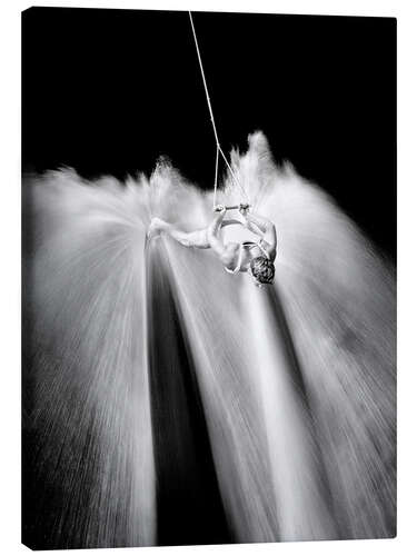 Canvas print Water skiing backwards and barefoot