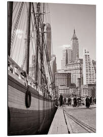 Aluminiumsbilde Unloading cargo Theoline Schooner sailing ship, New York, 1930s