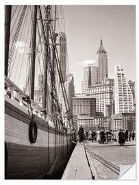 Muursticker Unloading cargo Theoline Schooner sailing ship, New York, 1930s