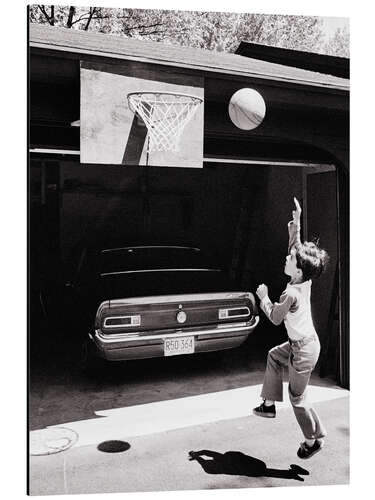 Tableau en aluminium Basketball at the backyard garage, 1960's