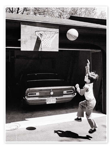 Poster Basketball at the backyard garage, 1960's