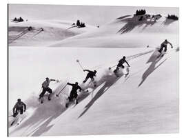 Magnettafel Skifahrer in den Schweizer Alpen, 1940er