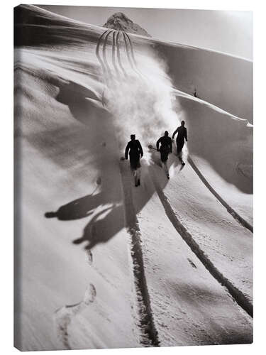 Canvas print Skiiers in the Swiss Alps, 1950's