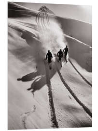 Foam board print Skiiers in the Swiss Alps, 1950's