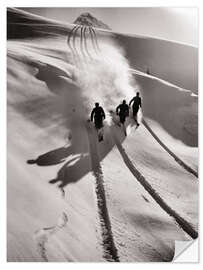 Wandsticker Skifahrer in den Schweizer Alpen, 1950er - Vintage Ski Collection