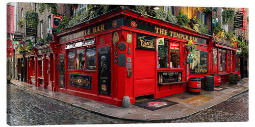 Canvas print Street with pubs, Temple Bar, Dublin I