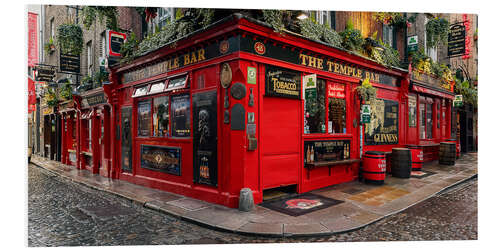 PVC-tavla Street with pubs, Temple Bar, Dublin I