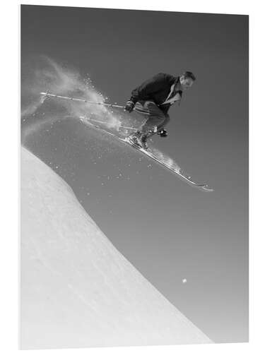 Foam board print Skier jumping into air, 1950's