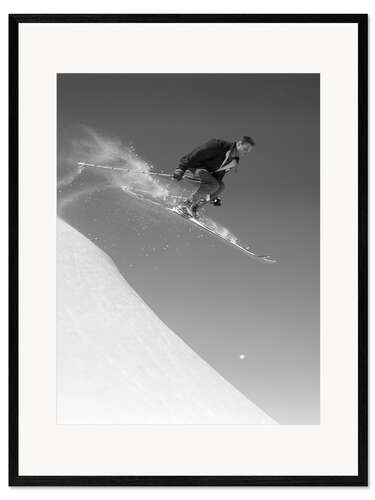 Ingelijste kunstdruk Skier jumping into air, 1950's