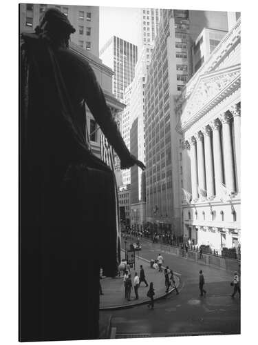 Print på aluminium George Washington statue in Wall Street, Times Square, Manhattan