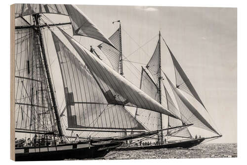 Wood print Schooner parade of sail, Glouchester, Massachusetts, New England