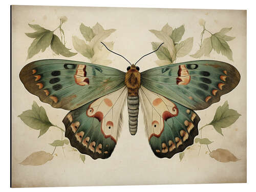 Aluminium print Sage green Butterfly