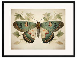 Gerahmter Kunstdruck Salbeigrüner Schmetterling