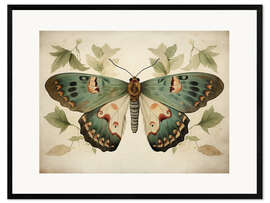 Ingelijste kunstdruk Sage green Butterfly