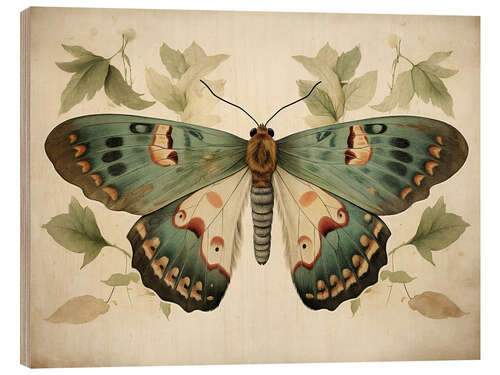 Wood print Sage green Butterfly