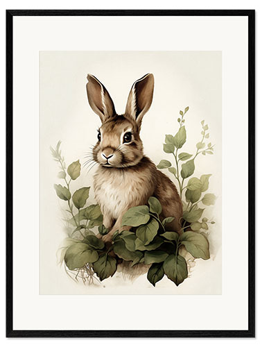 Stampa artistica con cornice Bunny in the bushes