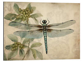 Magnettafel Libelle auf grünem Blumenmuster