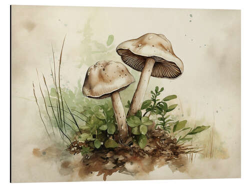 Aluminium print Woodland Mushrooms