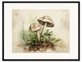 Gerahmter Kunstdruck Waldpilze in der Natur