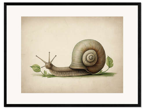 Kunsttryk i ramme Vintage Snail