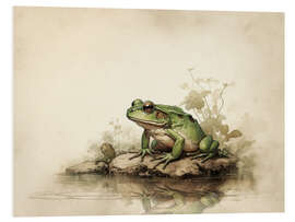 Foam board print Green Frog on Stone