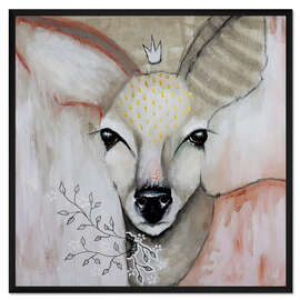 Gerahmter Kunstdruck Hirsch mit klaren Augen