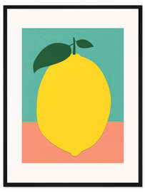 Gerahmter Kunstdruck Zitrone mit zwei Blättern