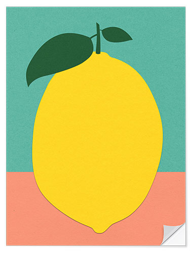 Selvklebende plakat Lemon With Two Leaves