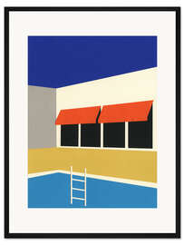 Gerahmter Kunstdruck Haus mit Pool in Palm Springs