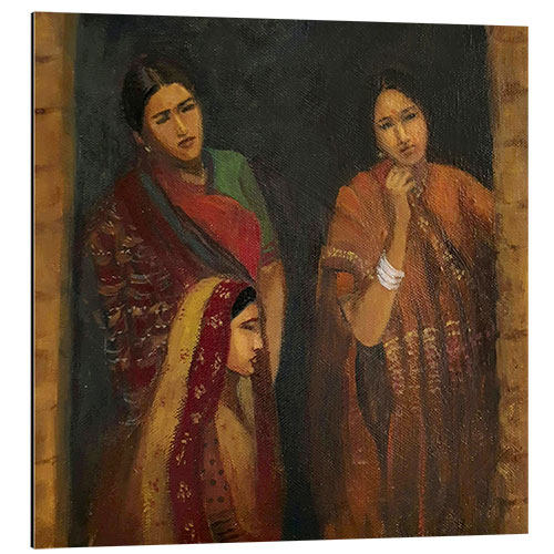 Aluminium print Three Indian women at the door