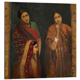 Tableau en aluminium Three Indian women at the door