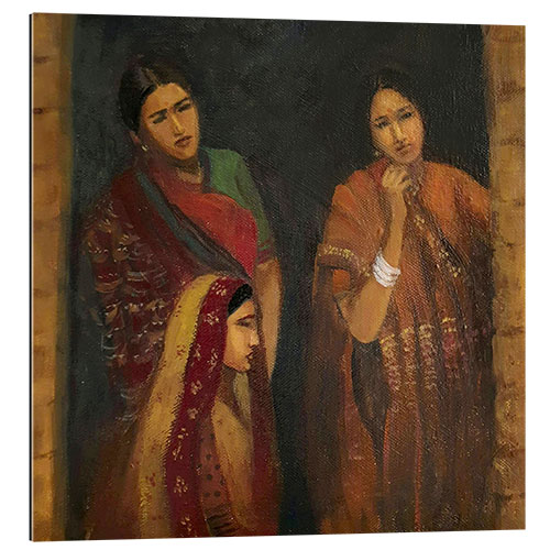 Galleritryk Three Indian women at the door