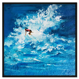 Gerahmter Kunstdruck Surferin im Meer