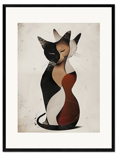 Ingelijste kunstdruk Vintage Cat Collage