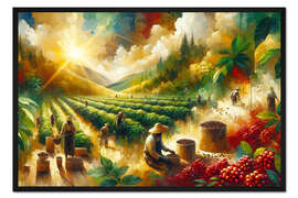 Gerahmter Kunstdruck Arbeitstag auf einer Kaffeeplantage