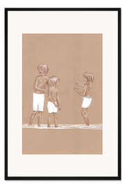 Gerahmter Kunstdruck Kleine Kinder zum Strand