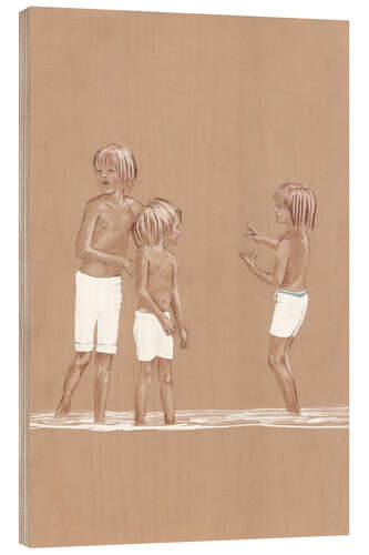 Tableau en bois Young kids to the beach