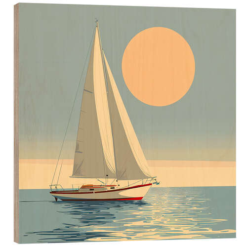 Wood print Lone sailor