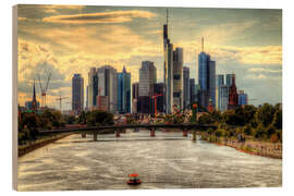 Wood print Skyline Frankfurt am Main II