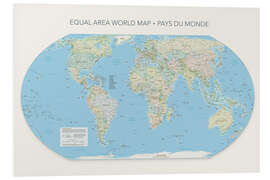 Hartschaumbild Equal Area World Map, Länder der Welt (französisch)