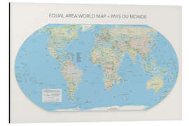 Magnettafel Equal Area World Map, Länder der Welt (französisch)