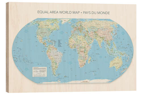 Puutaulu Equal Area World Map, countries of the world (French)