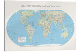 Galleritryk Equal Area World Map, Countries Of the World (German)