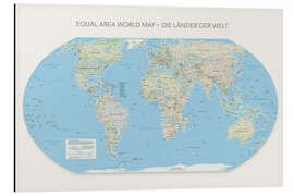Magnettafel Equal Area World Map, Länder der Welt