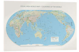 Acrylic print Equal Area World Map, Countries Of the World, Pacific Centred