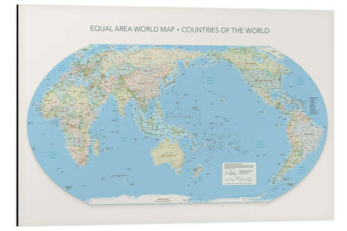 Alubild Equal Area World Map, Countries Of the World, Pacific Centred