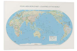 PVC print Equal Area World Map, Countries Of the World, Pacific Centred